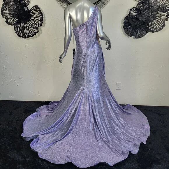 NWT~$530~JOVANI~18/20~LAVENDER MAXI MERMAID ONE SHOULDER PROM EVENING DRESS